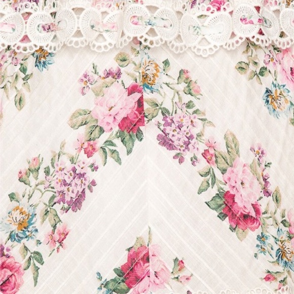 Zimmermann Cream Floral Honor Pin-tuck Paneled Midi Dress Sz 1 - Picture 5 of 7